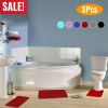 3Pcs Bathroom Rug Set Plush Velvet Bath Carpet Anti-Slip Memory Foam Mat For Tub Shower Bathroom