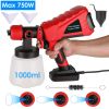 750W Electric Paint Sprayer Handheld HVLP Spray Painter Painting Spray Gun For Fences Brick Walls w/ 3 Spray Patterns 1000ML Detachable Cup