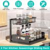 2 Tier Under Sink Organizers Pull Out Under Cabinet Basket Storage Shelf Sliding Drawer for Kitchen Bathroom