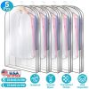 5 Pack 40In Garment Bag for Hanging Clothes Dustproof Waterproof Hanging Clothes Storage Bag Clear Transparent Suits Cover for Sweater Jacket Coat Dre