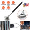 BBQ Grill Cleaning Brush Stainless Steel Barbecue Cleaner Scraper 16.5in Handle Stiff Wire Bristles For Grill Cooking Grates