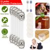 5Pcs Kids Safety Locks w/ 5 Furniture Corner Protectors Drawer Cabinet Strap Locks Baby-Proof Adhesive Fridge Latches Locks