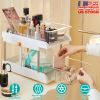 2-Tier Height Adjustable Under Sink Organizer With Flexible Wheels 2 Clear Trays with Movable Dividers Pull Out Cabinet Pantry Organizer For Kitchen B