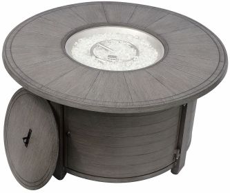 AZ Patio Heaters Cast Aluminum Round Fire Pit in Brushed Wood Finish AZ Patio Heaters Cast Aluminum Round Fire Pit in Brushed Wood Finish