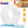 16.5FT Nano Double Sided Adhesive Tape Washable Traceless Removable Reusable Sticky Tape Silicone Clear Gel Grip Transparent Tape For Kitchen Office W