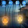 2Pcs Solar Floating Pool Lights Solar Flame Stake Lights IP67 Waterproof Outdoor Globe Ball Lights With 3 Lighting Colors Modes For Pool Garden Patio