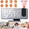 Projection Alarm Clock with Radio Function 7.5In Mirror LED Digital Alarm Clock w/ Dual Alarms 4 Dimmer 12/24 Hour USB Port