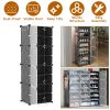 8-Tier Shoe Rack Organizer Stackable Free Standing Shoe Storage Shelf Plastic Shoe Cabinet Tower with Transparent Doors for Heels Boots Slippers Entry