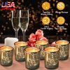 24Pcs Gold Votive Tealights Candle Holders Mercury Glass Shinny Candle Holders For Wedding Birthday Party Home Decoration Table Centerpiece