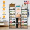 9 Tiers Shoe Rack Metal Shoe Storage Shelf Free Standing Large Shoe Stand 50-55 Pairs Shoe Tower Unit Tall Shoe Organizer with 2 Hooks for Entryway Cl