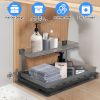 2-Tier Pull Out Under Sink Organizer Cabinet Organizer With Sliding Drawer Tray L-Shaped Slide Out Storage Shelves For Bathroom Kitchen Cabinet