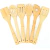 6Pcs Cooking Utensil Bamboo Wooden Spoons Spatula Kitchen Cooking Tools Nonstick Wooden Cookware Kitchen Gadgets