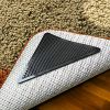 8Pcs Area Rug Gripper Pad Non Slip Anti Curling Carpet Mat Gripper Self- Adhesive Reusable Washable Renewable Hard Wood Floor Safe