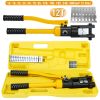 12 Ton Hydraulic Wire Crimper Professional Terminal Crimping Pliers Battery Cable Lug Crimping Tool Set W/ 12 Dies