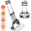 Folding Luggage Cart Foldable Hand Truck Portable Dolly Aluminum Alloy Trolley w/ 3 Height Adjustment Telescopic Handle Elastic Rope 165LBS Capacity