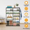 7 Tiers Plus 5 Tiers Shoe Rack Metal Shoe Storage Shelf Free Standing Large Shoe Stand 24+ Pairs Shoe Tower Unit Tall Shoe Organizer with 2 Hooks for