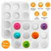 2 Pack 12 Cups Silicone Muffin Pans Nonstick Cupcake Tins Trays Regular Size Cupcake Molds Heat Resistant Oven Microwave Fridge Freezer Dishwasher Saf