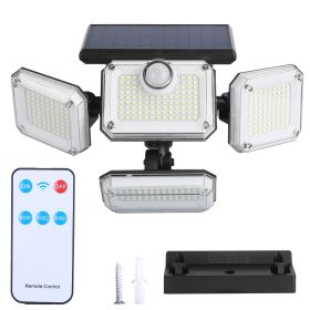 2 Pack Solar Powered Wall Lights IP44 Waterproof Motion Sensor Lights with 4 Adjustable Heads 333Pcs LED Beads 120° Sensing Angle Remote Control for Y