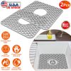 2Pcs Silicone Grid Sink Mat with Central Drain Hole 11.61x13.58Inch Non-Slip Kitchen Stainless Steel Sink Protector Dishwasher Safe