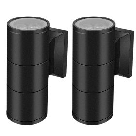 2Pcs Cylindrical Wall Light IP65 Waterproof Up Down Head Wall Mount Lamp For Porch Garage Garden Patio