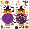 2.8FT Halloween Felt Pumpkin Witch 51Pcs Felt Pumpkin Witch Hanging Decor Ornaments Kits Halloween Gift for Toddlers