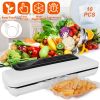 Electric Vacuum Sealer Machine Household Automatic Food Vacuum Sealer Quick Sealing System Machine For Fresh Food Dry Moist Food w/ 10Pcs Bags