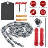 55in 68 Sharp Teeth Hand Rope Chainsaw Kit Blades on Both Side High Tree Limb Rope Saw with 196in Ropes Folding Pocket Chainsaw Carabiner Glove Wood C