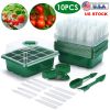 10Pcs Seed Starter Tray Kit Reusable Overall 120Cells Seeding Propagator Station Greenhouse Growing Germination Tray with Humidity Dome Label 2Pcs Gar