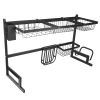 2-Tier Over the Sink Dish Drying Rack Drainer Utensil Organizer Holder Tableware Organizer Large Dish Rack for Kitchen Countertop Stainless Steel 33.7