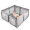 Baby Play Yard 50x50x24in Infant Play Game Child Fence Play Yards Breathable Kids Activity Center with Anti-Slip Suction Base 2 Zipper Doors for Infan