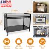 Bakers Rack Carbon Steel Kitchen Storage Cabinets Microwave Stand Kitchen Shelves with Microwave Compatibility Translucent Door Net Panel