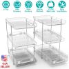 2 Packs 3 Tier Clear Bathroom Organizer with Drawers Dividers Pull-Out Pantry Organization Medicine Bins Slide-Out Storage Container Beauty Cabinet