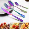 4-Piece Flatware Set Stainless Steel Silverware Cutlery Kitchen Utensil Set w/ Fork Knife Tea Spoon for Home Kitchen Hotel Restaurant