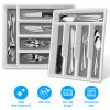 2Pcs Silverware Organizer Utensil Flatware Organizer Kitchen Drawer Silverware Storage Tray with Non-Slip 5 Compartments For Cutlery Spoon Fork