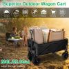 200L Collapsible Folding Wagon Cart With Drink Holders Adjustable Handle 440LBS Load Capacity Foldable Utility Outdoor Wagon With All-Terrain Wheels a