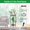 2-Tier Tall Plant Stand 26.57IN in Height Rustproof Iron Plant Rack Holder For Indoor Outdoor Heavy Duty Flower Pot Display Shelf For Corner Garden Pa