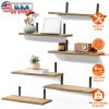 6 Sets Floating Shelves 15.74x5.74Inch Wall Mounted Shelves Wood Storage Shelves Metal Bracket Hanging Display Shelf Wall Organizer for Living Room Ba