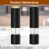 2Pcs Electric Salt and Pepper Grinder Battery Powered Salt Mill Sets With Adjustable Coarseness One Hand Easy Operation Visible Refilling Bottle