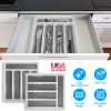 2Pcs Silverware Organizer Utensil Flatware Organizer Kitchen Drawer Silverware Storage Tray with Non-Slip 5 Compartments For Cutlery Spoon Fork