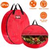 2Pcs φ30in Christmas Wreath Storage Bag 88L Water-resistant Foldable Wreath Container Bag w/ Handles Card Slot