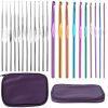 22Pcs Multi-Color Crochet Hook Needles Aluminum Handle Sewing Kit DIY Hand Knitting Craft Art Tools Weave Yarn Set 0.6mm-6.5mm w/ Storage Case