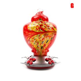 Hummingbird Feeder for Outdoors Hand Blown Colorful Glass Feeder with Ant Moat Gardening Supplies Bird Feeder Ant Proof - g