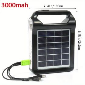 1pc Portable 6V Rechargeable Solar Panel Power Storage Generator System USB Charger With Lamp Lighting Home Solar Energy System Kit, 8*5.9in - Size 2