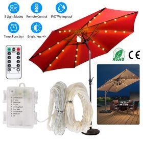 Patio Umbrella Lights 8 Lighting Mode Waterproof Parasol Timer Lamps W/ Remote Controller 104 LED 8 Bundles Warm White - Warm White