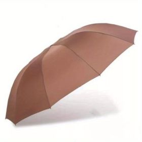 Outdoor Travel Large Folding Manual Umbrella, Rain Or Shine Dual-use Umbrella - Coffee Color - All steel