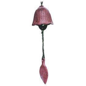 Japanese Cast Iron Wind Chimes Hangings Antique Metal Tulip Leaves Vintage Temple Bells Balcony Garden, Pink - Default