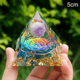 Natural Tiger Eye Orgonite Pyramid Heal Crystals Ball Energy Generator Reiki Chakra Multiplier Orgone Amethyst Meditation Stone - 5cm - China