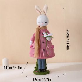 Cute Resin Rabbit Children Easter Bunny Decoration Standing Rabbit Happy Easter Party Decor Creative Bunny Table Decor Gift Home - 29 CM-B - CN