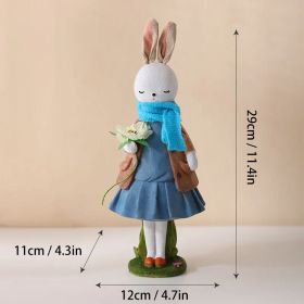 Cute Resin Rabbit Children Easter Bunny Decoration Standing Rabbit Happy Easter Party Decor Creative Bunny Table Decor Gift Home - 29 CM-C - CN