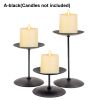 3Pcs Metal Candle Holders Iron Pillar Candle Plate Candle Stand Candlestick Table Centerpieces Wedding Party Festival Home Decor - A-black - CN